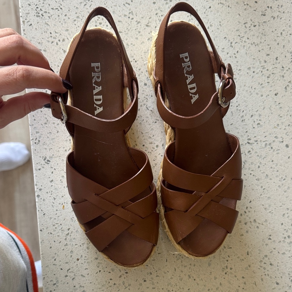 Prada Women's Tan Leather Sandals